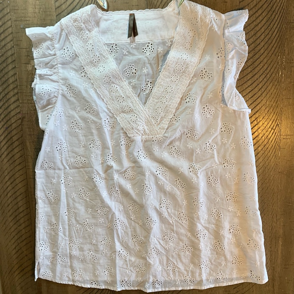 Stetson sleeveless eyelet top White sz Small